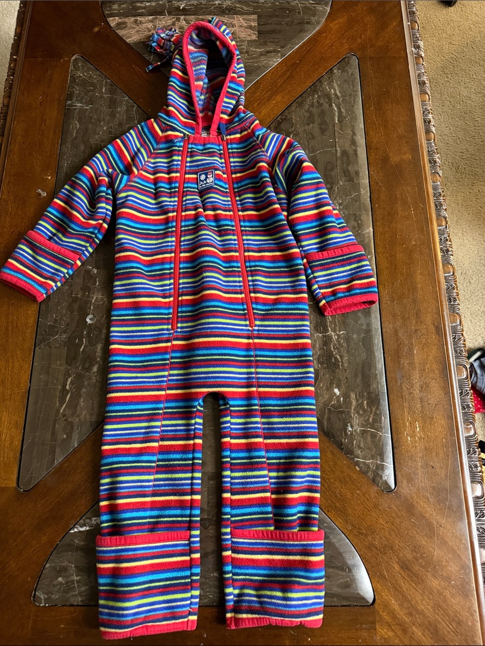 JoJo Maman Bebe Rainbow Striped Hooded One-Piece